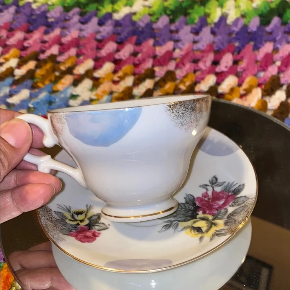 Vintage Floral Teacup and Saucer Set